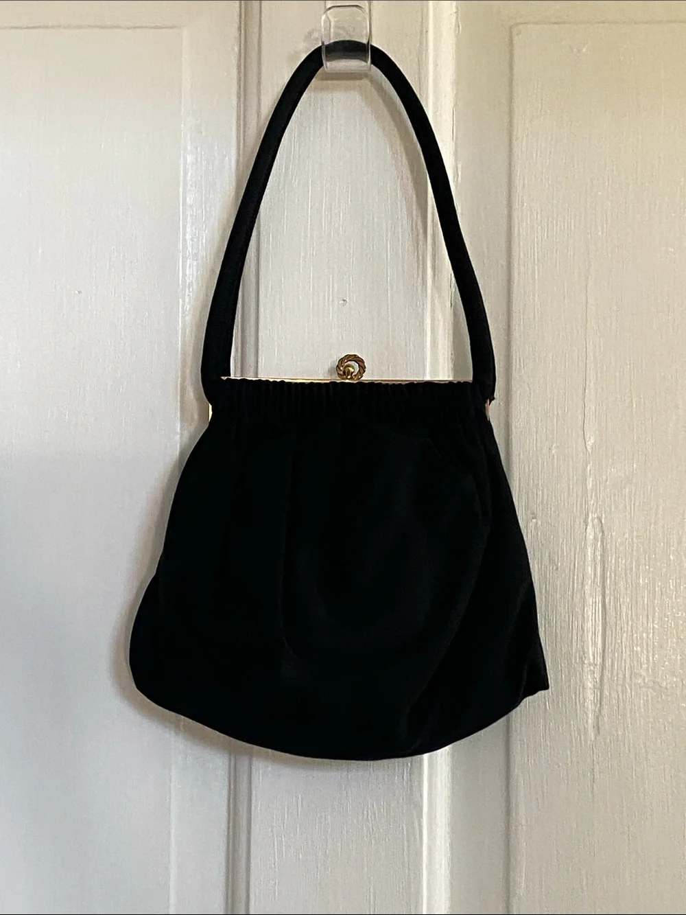 Vintage Elegant Black Evening Handbag with Jeweled Frame Guild Creations